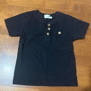 Navy Kids Short Sleeve Tee with Button Detail